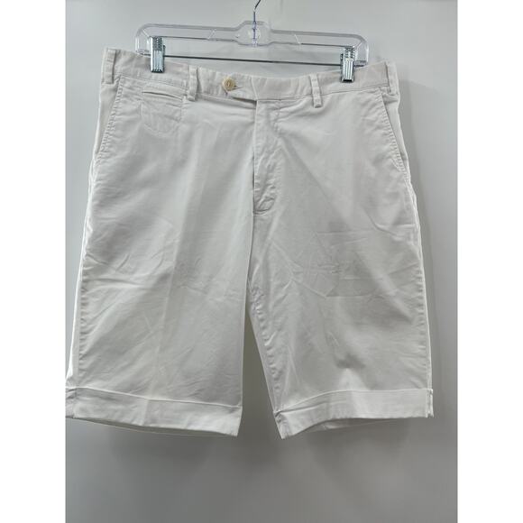 Isaia Napoli Men’s 52 US 36 White Cotton Shorts Classic Fit Made in Italy